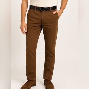 GTA Men's Stretch Chinos Soft Twill Tailored Regular Fit Brown US 36
